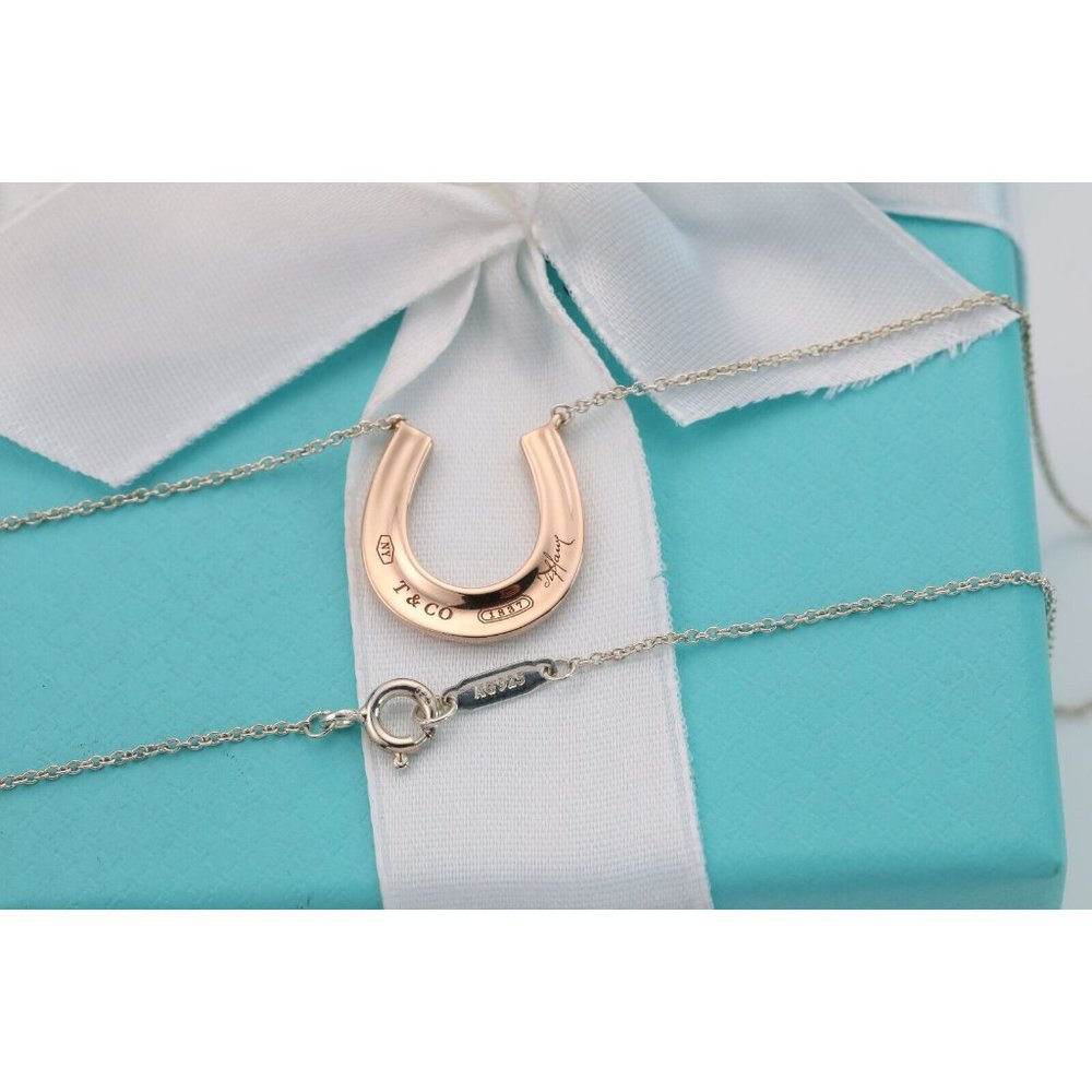 Tiffany & Co. Rubedo Gold Sterling Silver 1837 Horseshoe Pendant 18" Necklace - Picture 11 of 11
